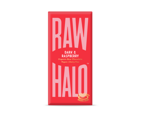 Raw Halo Dark and Raspberry - Ahududulu %76 Bitter Şekersiz Organik Çikolata 70g freeshipping - DiabStore